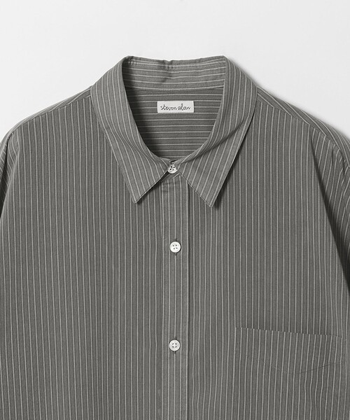 Steven Alan＞ 100 ガスボイル ストライプ レギュラーカラー シャツ