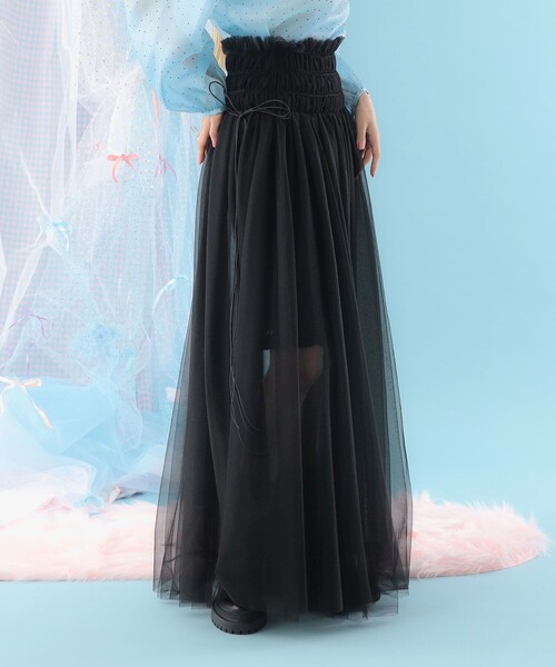 CAROLINA GLASER（カロリナ グレイサー）の「ハイウエスト チュール ロングスカート（スカート・レディース・ピンク/ブラック・SMALL/MEDIUM）」の4枚目の写真