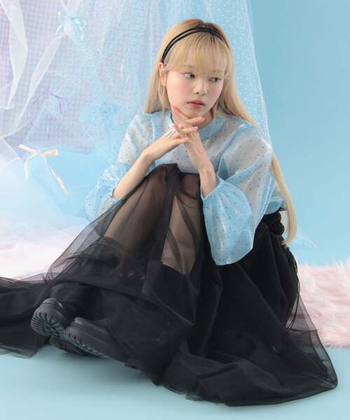 CAROLINA GLASER（カロリナ グレイサー）の「ハイウエスト チュール ロングスカート（スカート・レディース・ピンク/ブラック・SMALL/MEDIUM）」の6枚目の写真