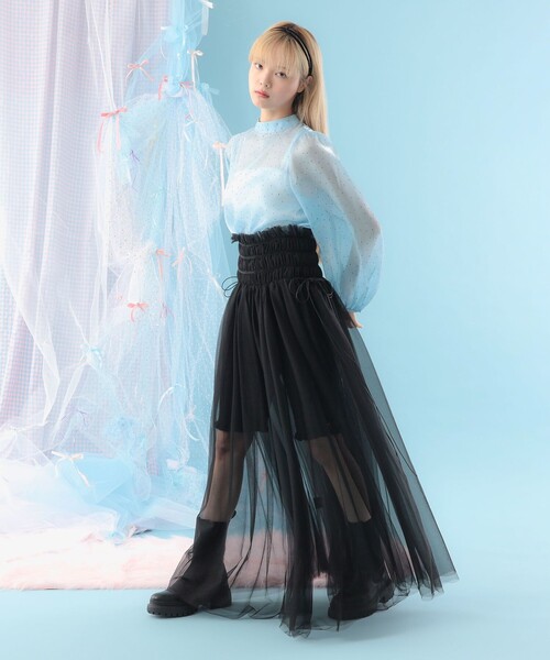 CAROLINA GLASER（カロリナ グレイサー）の「ハイウエスト チュール ロングスカート（スカート・レディース・ピンク/ブラック・SMALL/MEDIUM）」の12枚目の写真