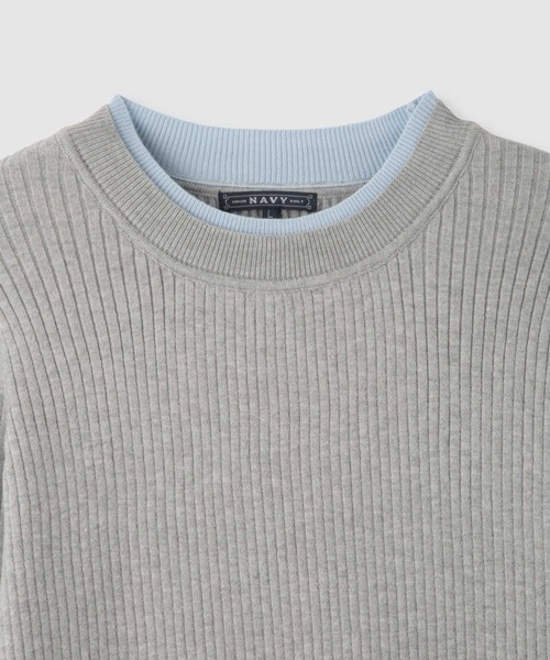 NAVY(ネイビー)の「NAVY 配色レイヤードリブニットプルオーバー(ニット/セーター・レディース・グレー系/ネイビー系/アイボリー系・M/L)」の5枚目の写真