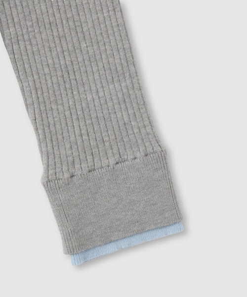 NAVY(ネイビー)の「NAVY 配色レイヤードリブニットプルオーバー(ニット/セーター・レディース・グレー系/ネイビー系/アイボリー系・M/L)」の6枚目の写真