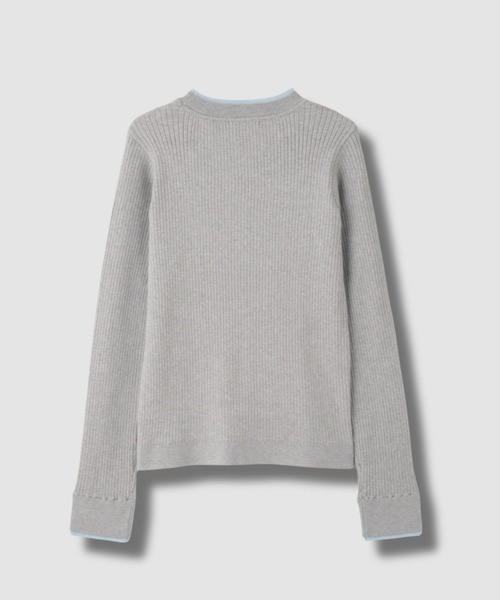 NAVY(ネイビー)の「NAVY 配色レイヤードリブニットプルオーバー(ニット/セーター・レディース・グレー系/ネイビー系/アイボリー系・M/L)」の4枚目の写真