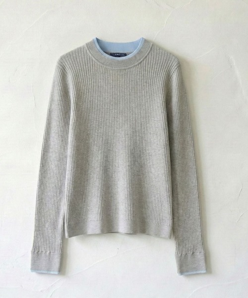 NAVY(ネイビー)の「NAVY 配色レイヤードリブニットプルオーバー(ニット/セーター・レディース・グレー系/ネイビー系/アイボリー系・M/L)」の21枚目の写真
