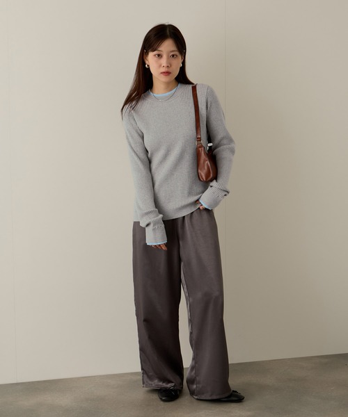 NAVY(ネイビー)の「NAVY 配色レイヤードリブニットプルオーバー(ニット/セーター・レディース・グレー系/ネイビー系/アイボリー系・M/L)」の11枚目の写真