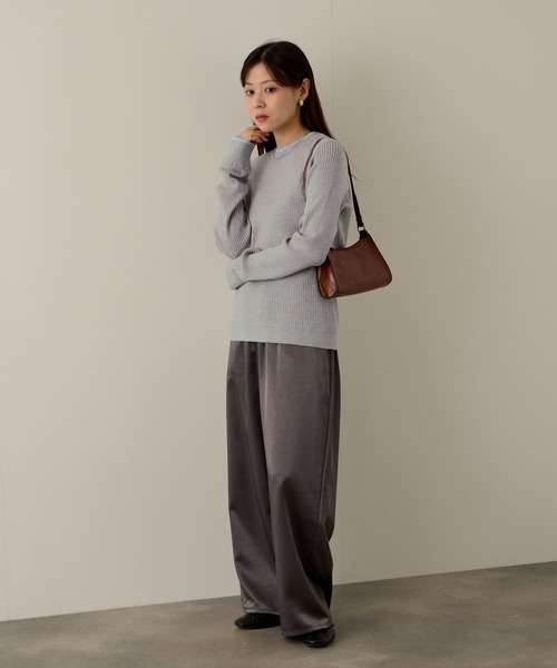 NAVY(ネイビー)の「NAVY 配色レイヤードリブニットプルオーバー(ニット/セーター・レディース・グレー系/ネイビー系/アイボリー系・M/L)」の12枚目の写真