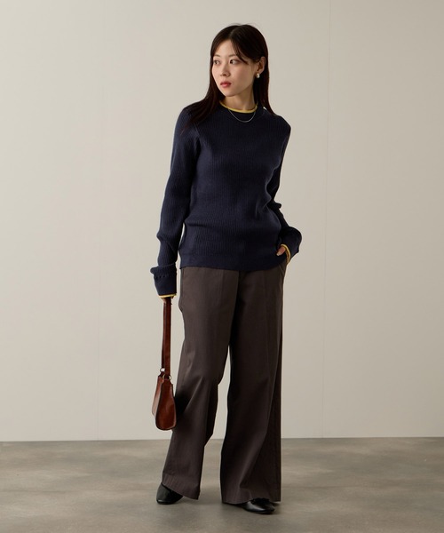 NAVY(ネイビー)の「NAVY 配色レイヤードリブニットプルオーバー(ニット/セーター・レディース・グレー系/ネイビー系/アイボリー系・M/L)」の15枚目の写真