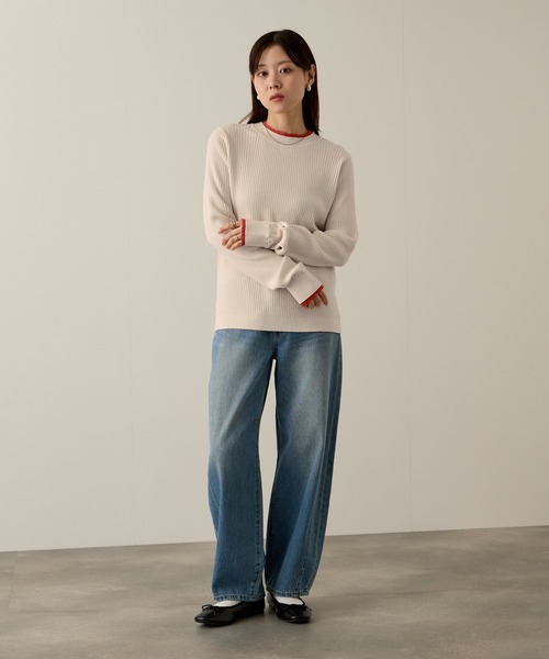 NAVY(ネイビー)の「NAVY 配色レイヤードリブニットプルオーバー(ニット/セーター・レディース・グレー系/ネイビー系/アイボリー系・M/L)」の19枚目の写真