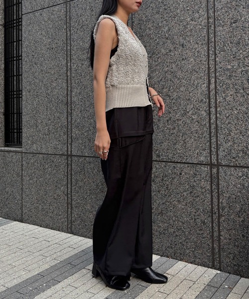 &g'aime(アンジェム)の「【&g'aime 】ツイードライクラメニットベスト Tweed Style Lame Knit Vest(ベスト・レディース・ブラック/チャコールグレー/グレイッシュベージュ・FREE)」の16枚目の写真