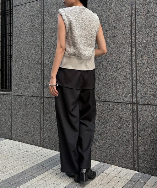 &g'aime(アンジェム)の「【&g'aime 】ツイードライクラメニットベスト Tweed Style Lame Knit Vest(ベスト・レディース・ブラック/チャコールグレー/グレイッシュベージュ・FREE)」の17枚目の写真