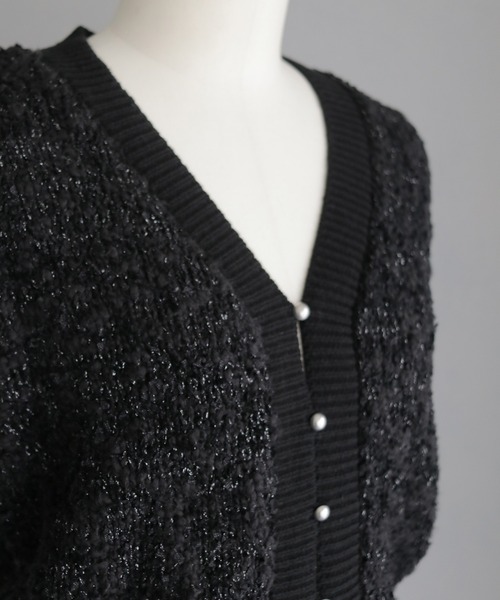 &g'aime(アンジェム)の「【&g'aime 】ツイードライクラメニットベスト Tweed Style Lame Knit Vest(ベスト・レディース・ブラック/チャコールグレー/グレイッシュベージュ・FREE)」の12枚目の写真