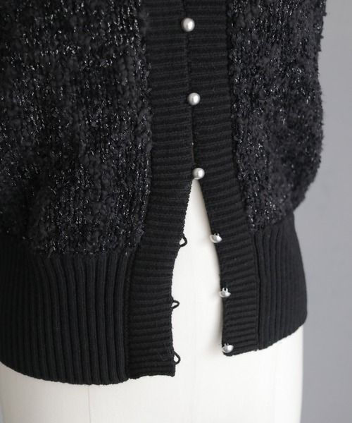 &g'aime(アンジェム)の「【&g'aime 】ツイードライクラメニットベスト Tweed Style Lame Knit Vest(ベスト・レディース・ブラック/チャコールグレー/グレイッシュベージュ・FREE)」の13枚目の写真