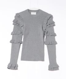 CLANE FRILL SLEEVE KNIT TOPS