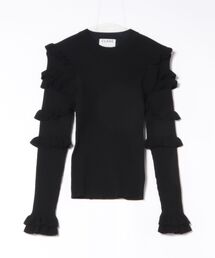 CLANE FRILL SLEEVE KNIT TOPS