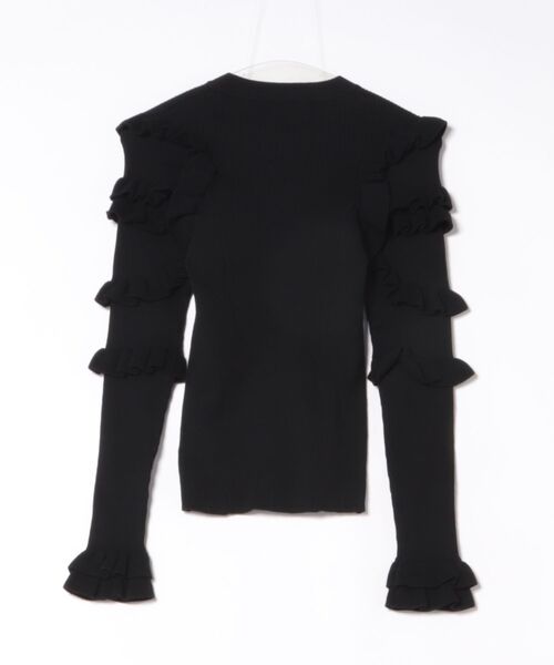 CLANE(クラネ)の「CLANE FRILL SLEEVE KNIT TOPS(ニット/セーター・レディース・グレー/ブラック/その他・1/2)」の4枚目の写真