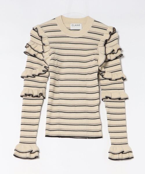 CLANE(クラネ)の「CLANE FRILL SLEEVE KNIT TOPS(ニット/セーター・レディース・グレー/ブラック/その他・1/2)」の6枚目の写真