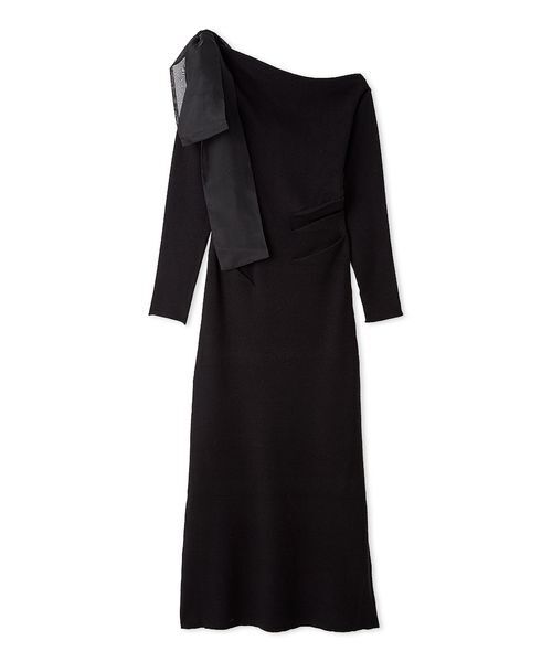 SNIDEL（スナイデル）の「ショルダーリボンニットワンピース（ワンピース・レディース・ライトブルー/ブラック/グレー・F）」の2枚目の写真