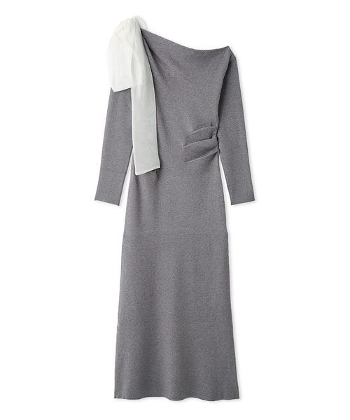 SNIDEL（スナイデル）の「ショルダーリボンニットワンピース（ワンピース・レディース・ライトブルー/ブラック/グレー・F）」の4枚目の写真