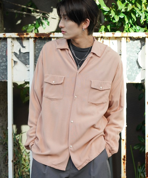 DEL MAR sportswear（デルマースポーツウェア）の「DEL MAR sportswear / デルマースポーツウエアー SNAP-UP GABARDINE SHIRT スナップ ギャバジンシャツ（シャツ/ブラウス・メンズ・ブラック/スモークピンク/レオパード/ブラウン・MEDIUM/LARGE/SMALL）」の3枚目の写真