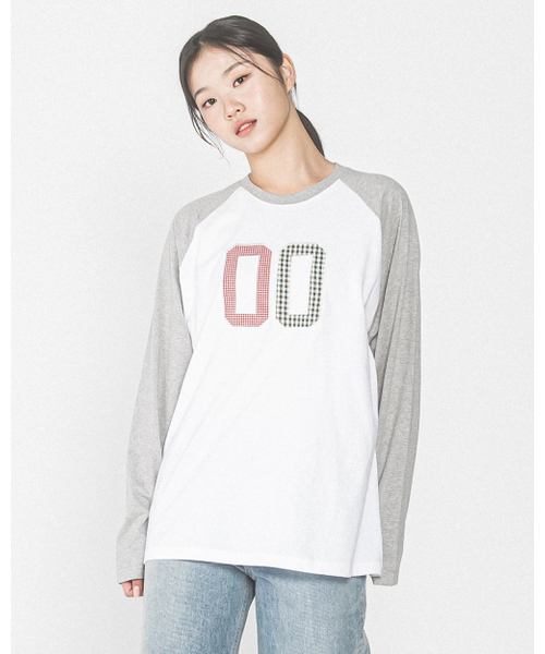 HAVISM(ヘビズム)の「00 CHECK PATCH RAGLAN L/S TEE(WHITE)(Tシャツ/カットソー・レディース・その他・ONE SIZE)」の3枚目の写真