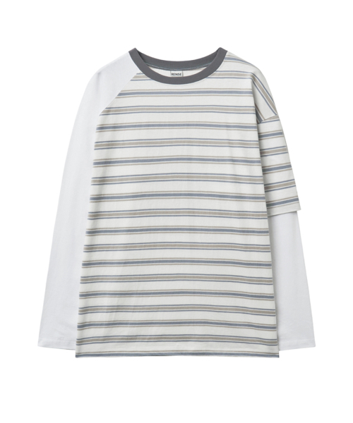 RENSE(レンセ)の「Striped Mixed Sleeve T-Shirt White(Tシャツ/カットソー・レディース・その他・OS)」の3枚目の写真