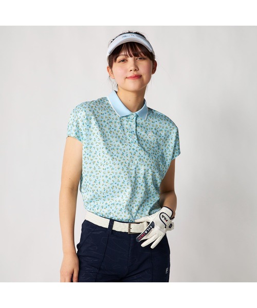 FILA GOLF（フィラゴルフ ）の「FILA GOLF フィラゴルフ ゴルフウェア 吸汗速乾 接触冷感 小花柄 冷感カノコ 半袖ポロシャツ（ポロシャツ・レディース・ホワイト/ブラック/ライトブルー・M/L/LL）」の3枚目の写真