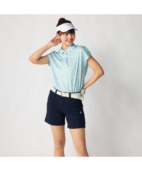 FILA GOLF（フィラゴルフ ）の「FILA GOLF フィラゴルフ ゴルフウェア 吸汗速乾 接触冷感 小花柄 冷感カノコ 半袖ポロシャツ（ポロシャツ・レディース・ホワイト/ブラック/ライトブルー・M/L/LL）」の5枚目の写真