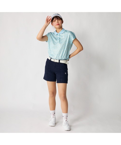 FILA GOLF（フィラゴルフ ）の「FILA GOLF フィラゴルフ ゴルフウェア 吸汗速乾 接触冷感 小花柄 冷感カノコ 半袖ポロシャツ（ポロシャツ・レディース・ホワイト/ブラック/ライトブルー・M/L/LL）」の7枚目の写真