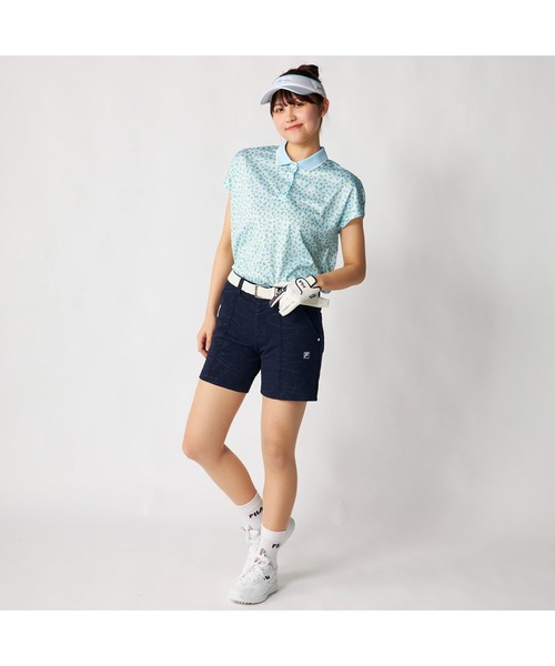 FILA GOLF（フィラゴルフ ）の「FILA GOLF フィラゴルフ ゴルフウェア 吸汗速乾 接触冷感 小花柄 冷感カノコ 半袖ポロシャツ（ポロシャツ・レディース・ホワイト/ブラック/ライトブルー・M/L/LL）」の8枚目の写真