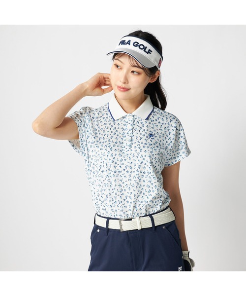 FILA GOLF（フィラゴルフ ）の「FILA GOLF フィラゴルフ ゴルフウェア 吸汗速乾 接触冷感 小花柄 冷感カノコ 半袖ポロシャツ（ポロシャツ・レディース・ホワイト/ブラック/ライトブルー・M/L/LL）」の14枚目の写真