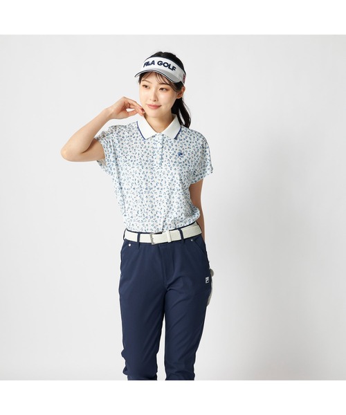 FILA GOLF（フィラゴルフ ）の「FILA GOLF フィラゴルフ ゴルフウェア 吸汗速乾 接触冷感 小花柄 冷感カノコ 半袖ポロシャツ（ポロシャツ・レディース・ホワイト/ブラック/ライトブルー・M/L/LL）」の15枚目の写真