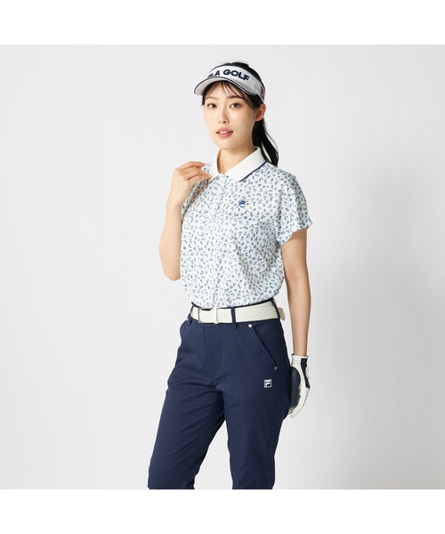 FILA GOLF（フィラゴルフ ）の「FILA GOLF フィラゴルフ ゴルフウェア 吸汗速乾 接触冷感 小花柄 冷感カノコ 半袖ポロシャツ（ポロシャツ・レディース・ホワイト/ブラック/ライトブルー・M/L/LL）」の16枚目の写真