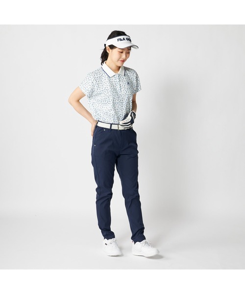 FILA GOLF（フィラゴルフ ）の「FILA GOLF フィラゴルフ ゴルフウェア 吸汗速乾 接触冷感 小花柄 冷感カノコ 半袖ポロシャツ（ポロシャツ・レディース・ホワイト/ブラック/ライトブルー・M/L/LL）」の18枚目の写真