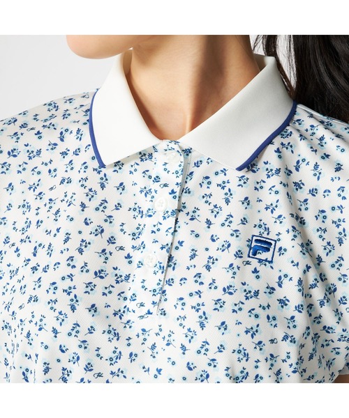 FILA GOLF（フィラゴルフ ）の「FILA GOLF フィラゴルフ ゴルフウェア 吸汗速乾 接触冷感 小花柄 冷感カノコ 半袖ポロシャツ（ポロシャツ・レディース・ホワイト/ブラック/ライトブルー・M/L/LL）」の22枚目の写真