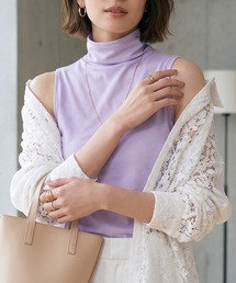 【重ね着インナーに！接触冷感】ボトルネック ハイツイストコットン ノースリーブ 薄手インナー レイヤード/袖なし