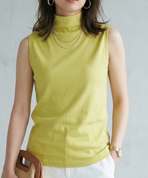 Belta attrice(ベルタアトリーチェ)の「【重ね着インナーに!接触冷感】ボトルネック ハイツイストコットン ノースリーブ 薄手インナー レイヤード/袖なし(タンクトップ・レディース・スモークピンク/イエロー/ラベンダー/ネイビー/ホワイト・FREE/M~L)」の20枚目の写真