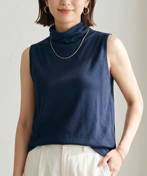 Belta attrice(ベルタアトリーチェ)の「【重ね着インナーに!接触冷感】ボトルネック ハイツイストコットン ノースリーブ 薄手インナー レイヤード/袖なし(タンクトップ・レディース・スモークピンク/イエロー/ラベンダー/ネイビー/ホワイト・FREE/M~L)」の13枚目の写真