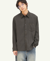 ダウンピグメントウォッシングシャツ_チャコール