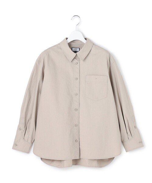 J.PRESS YORK STREET（ジェイプレスヨークストリート）の「【WOMEN】ソフトコットン オーバー シャツ（シャツ/ブラウス・レディース・グレー系/ベージュ系/カーキ系・F）」の2枚目の写真