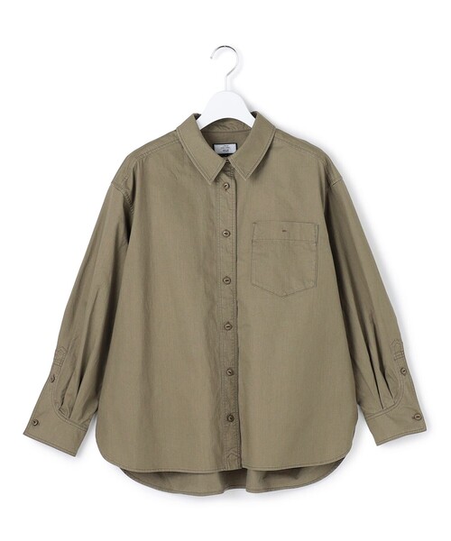 J.PRESS YORK STREET（ジェイプレスヨークストリート）の「【WOMEN】ソフトコットン オーバー シャツ（シャツ/ブラウス・レディース・グレー系/ベージュ系/カーキ系・F）」の3枚目の写真