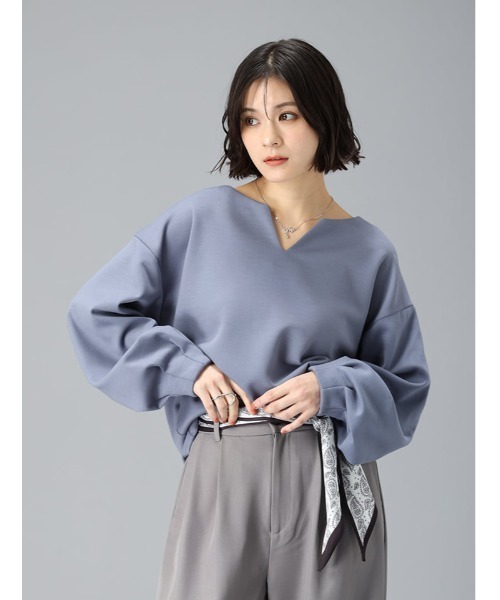 fifth(フィフス)の「ダンボールキーネックトップス(Tシャツ/カットソー・レディース・グレイッシュベージュ/ブラック/ブルー系その他5・M)」の11枚目の写真