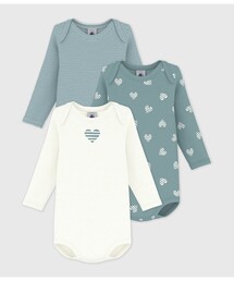 PETIT BATEAU（プチバトー）の「長袖ボディ３枚組（ロンパース）」