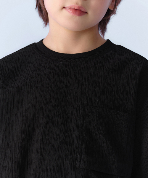MUSINSA STANDARD KIDS（ムシンサスタンダードキッズ）の「クリーンクルオーバーサイズウーブンTシャツ[ブラック]（Tシャツ/カットソー・レディース・その他・100/110/120/130/140/150/160）」の4枚目の写真