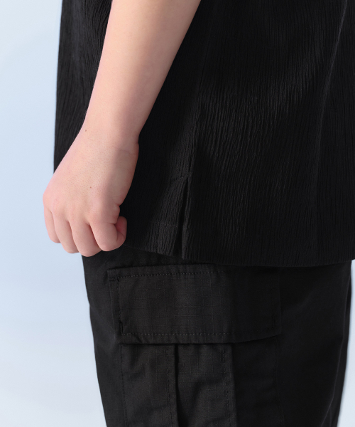 MUSINSA STANDARD KIDS（ムシンサスタンダードキッズ）の「クリーンクルオーバーサイズウーブンTシャツ[ブラック]（Tシャツ/カットソー・レディース・その他・100/110/120/130/140/150/160）」の6枚目の写真