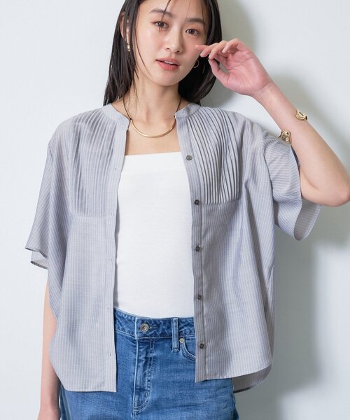 INDIVI(インディヴィ)の「【接触冷感/洗える】シアーシャンブレーピンタックブラウス(シャツ/ブラウス・レディース・ネイビー系3/ブラウン系その他4/ライトグレー系3/ネイビー系2/ホワイト系3・40/38/36/05/12/13/15 /19)」の16枚目の写真