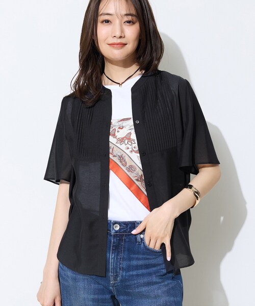 INDIVI(インディヴィ)の「【接触冷感/洗える】シアーシャンブレーピンタックブラウス(シャツ/ブラウス・レディース・ネイビー系3/ブラウン系その他4/ライトグレー系3/ネイビー系2/ホワイト系3・40/38/36/05/12/13/15 /19)」の10枚目の写真