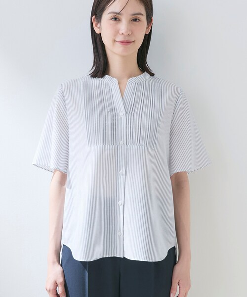 INDIVI(インディヴィ)の「【接触冷感/洗える】シアーシャンブレーピンタックブラウス(シャツ/ブラウス・レディース・ネイビー系3/ブラウン系その他4/ライトグレー系3/ネイビー系2/ホワイト系3・40/38/36/05/12/13/15 /19)」の18枚目の写真