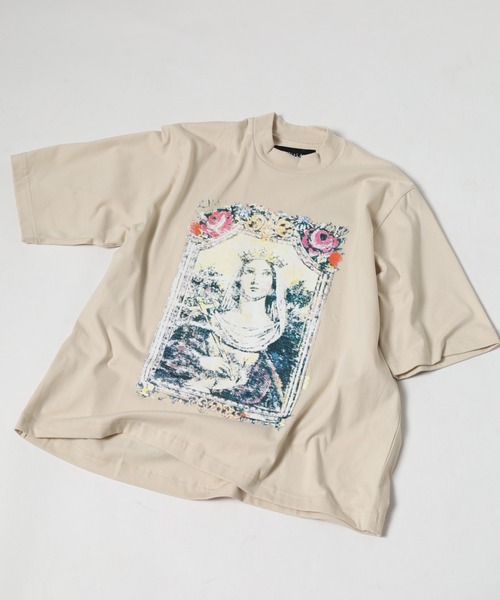 MN+LA（エムエヌエルエー）の「MN+LA フロント＆バックプリント半袖Tシャツ（Tシャツ/カットソー・メンズ・グレー/ウィート/オートミール・L/M/XL/2XL）」の2枚目の写真
