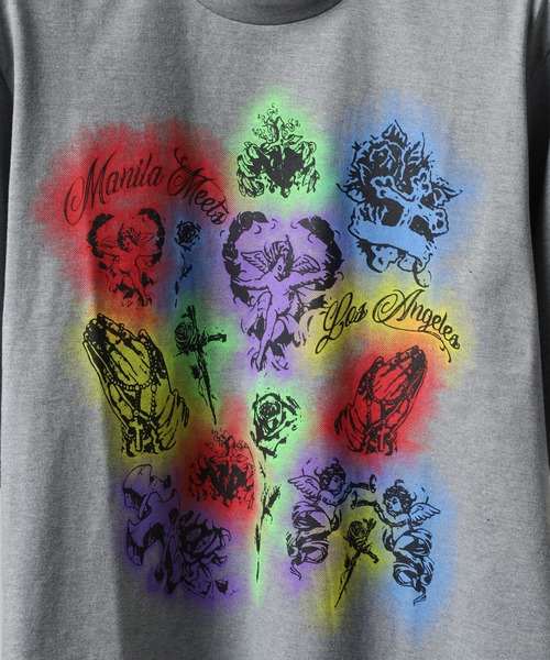 MN+LA（エムエヌエルエー）の「MN+LA フロント＆バックプリント半袖Tシャツ（Tシャツ/カットソー・メンズ・グレー/ウィート/オートミール・L/M/XL/2XL）」の5枚目の写真