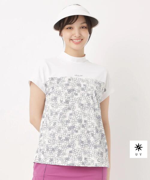 adabat（アダバット）の「【UVカット】クローバープリント切替モックT（Tシャツ/カットソー・レディース・ネイビー系/ピンク系1/グレー系・42/40/38）」の2枚目の写真